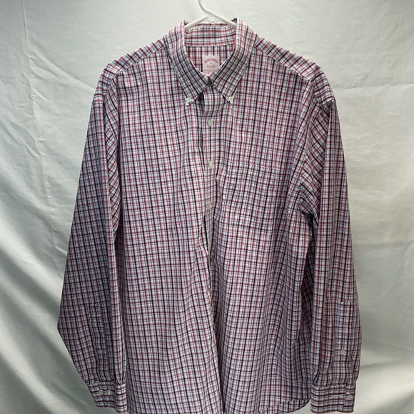 Brooks Brothers Plaid Button Down Non‎ Iron Dress Shirt XL - Picture 1 of 7